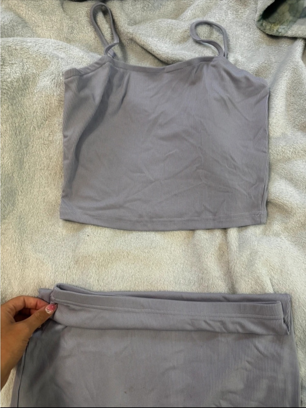 Amazon Light Gray Ribbed Spaghetti-Strap Mini Dress - Picture 2 of 2